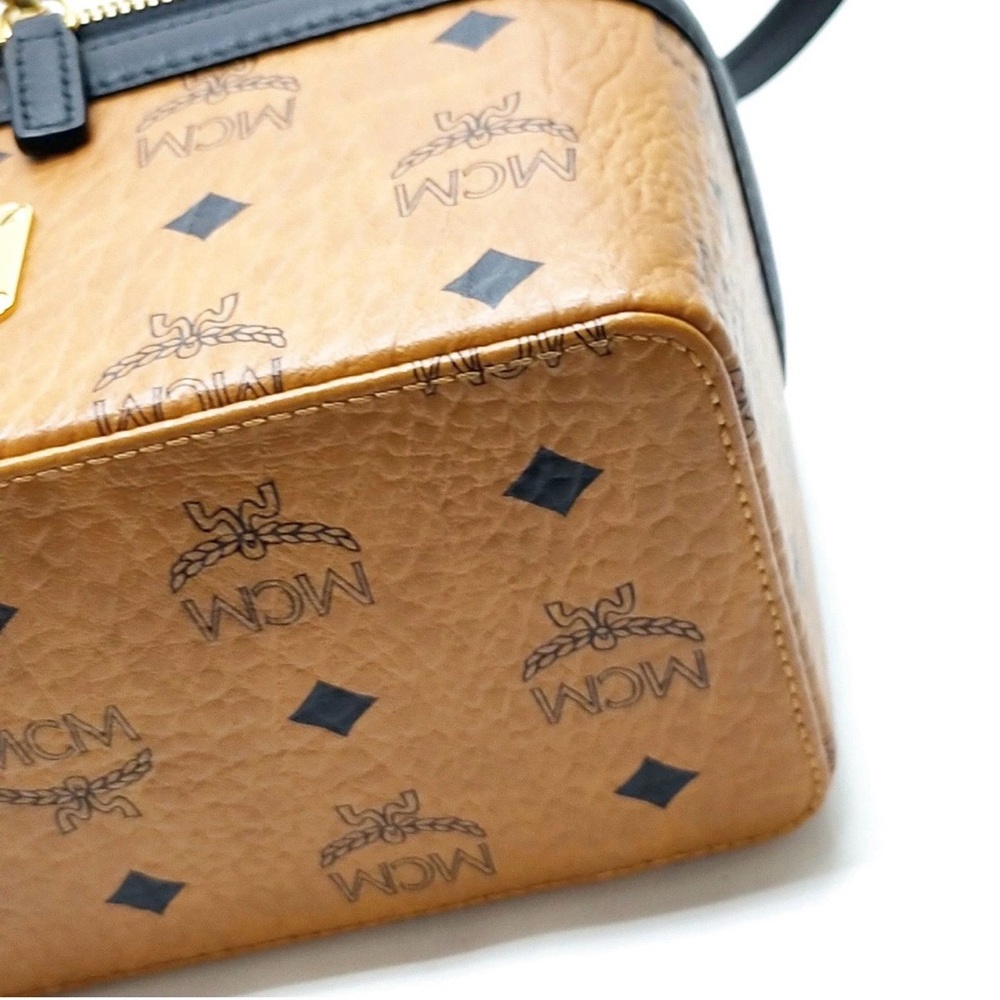 MCM Visetos Rockstar Vanity Case 2way Bag w/cognac coated canvas &black leather - Picture 9 of 15